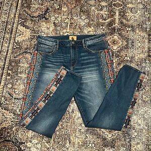 DRIFTWOOD Denim Skinny Jeans with Aztec Side Trim